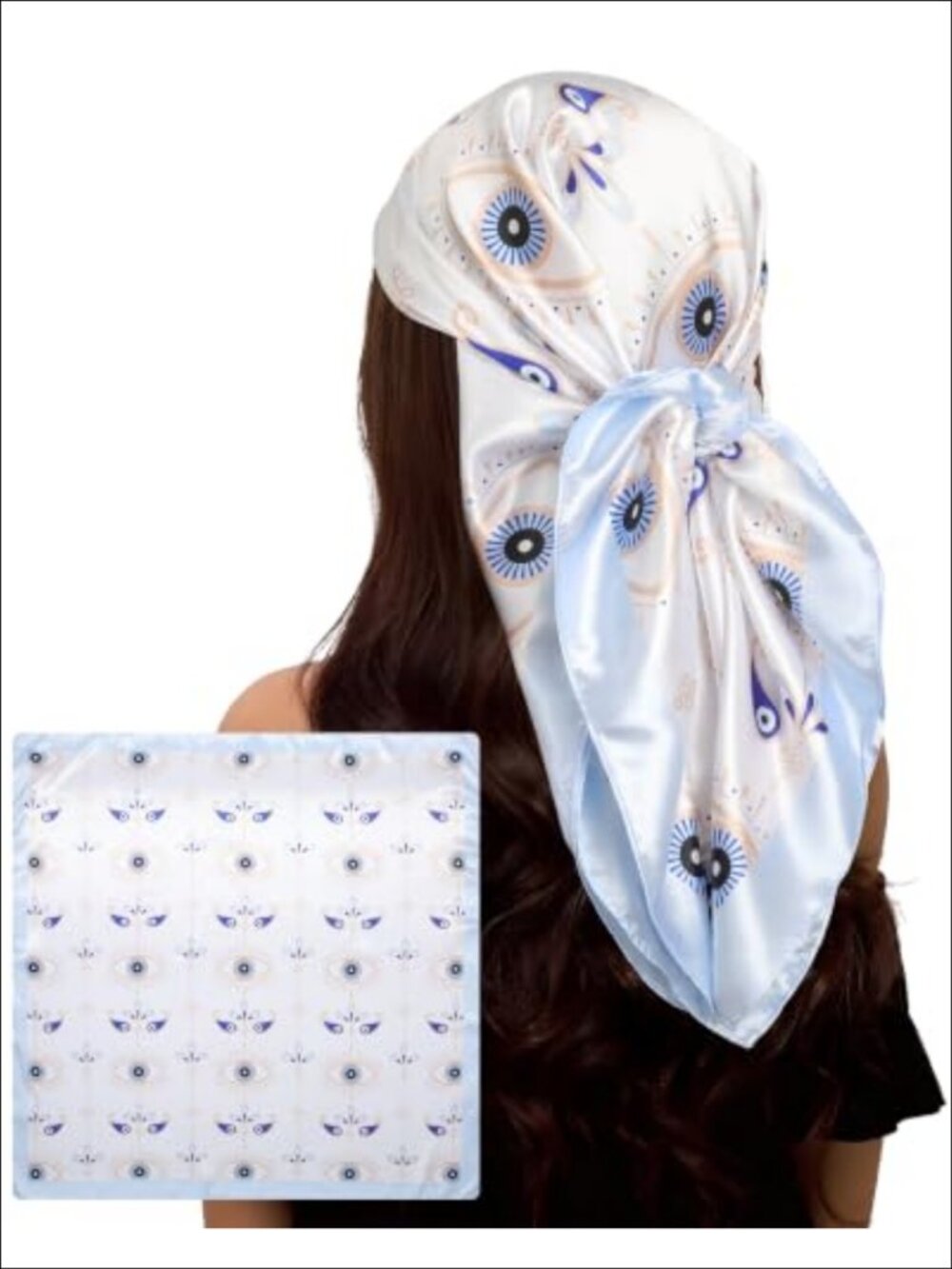 35" Large Silk-Like Satin Head Scarf Paisley Hair Wrap Sleep Shawl